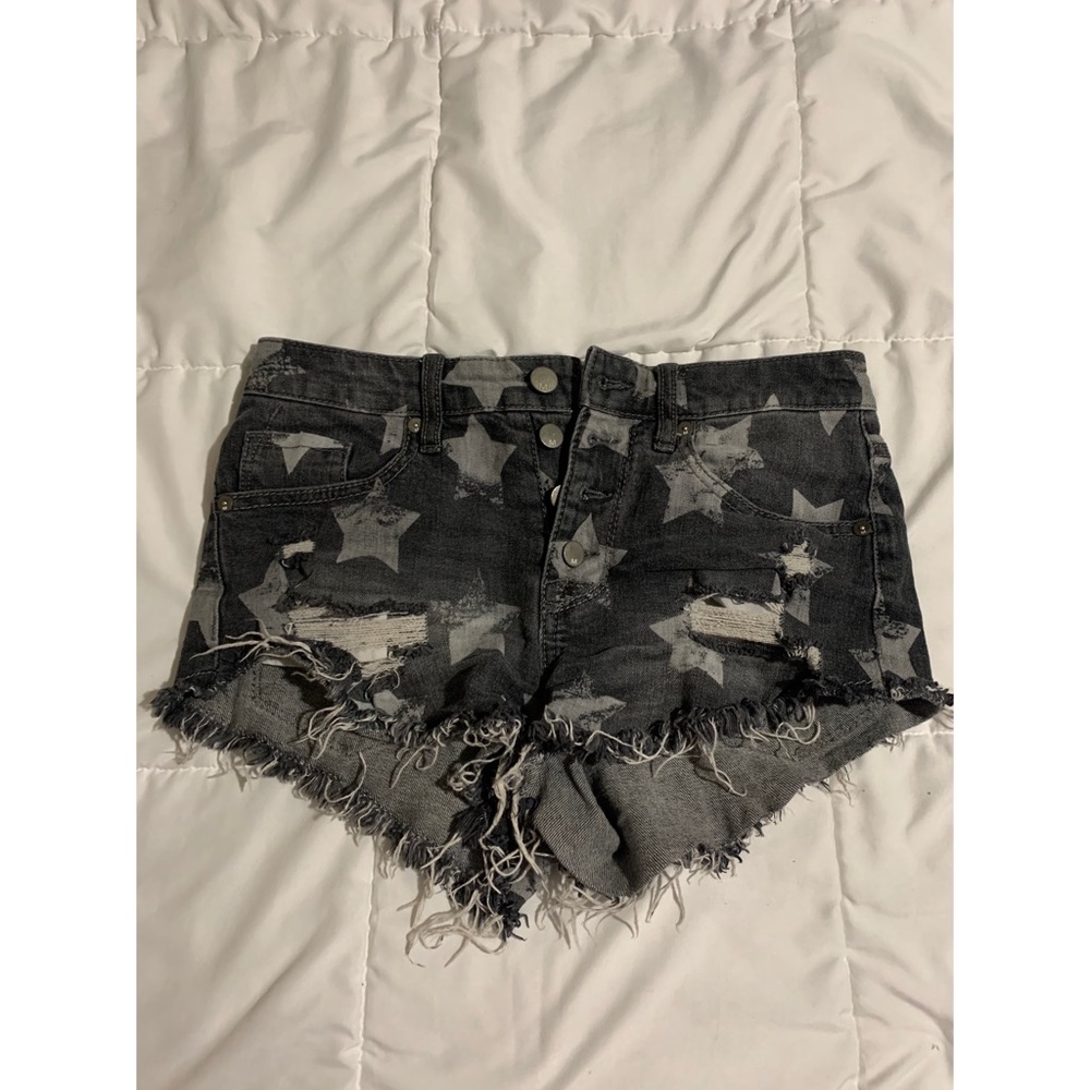 Black jean shorts